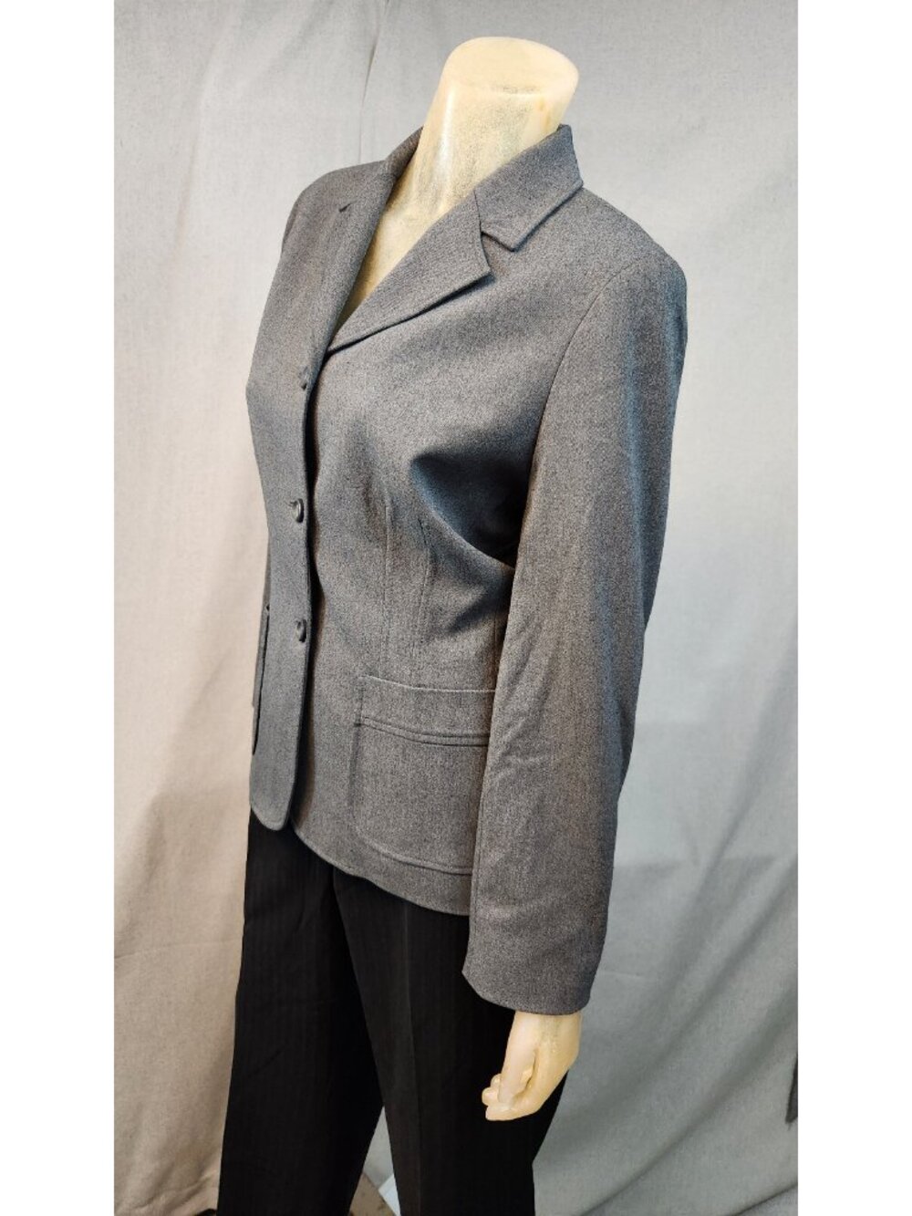 Express Grey Long Slv 3 Button Notch Blazer Jacket Top WOMENS Size 7 / 8 MEDIUM - Picture 5 of 6